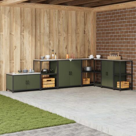 Rangement de cuisine-Meuble de cuisine-Armoire de rangement Vert olive 60 x 50 x 92 cm Acier 679141 (1/5)