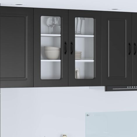 Armoire de cuisine avec stockage-Meuble de cuisine-Armoire de rangement Kalmar Noir 80 x 31 x 80 cm 576690 (1/5)