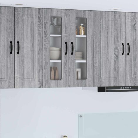 Armoire de cuisine-Meuble de cuisine-Armoire de rangement Kalmar Gris Sonoma 60 x 31 x 80 cm 634294 (1/5)