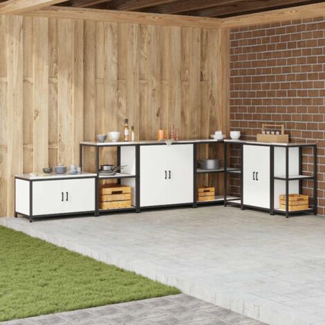Rangement de cuisine avec étagère-Meuble de cuisine-Armoire de rangement Blanc 60 x 50 x 92 cm Acier 667317 (1/5)