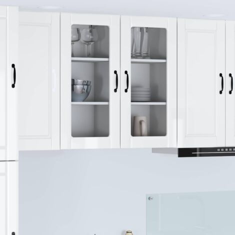 Armoire de cuisine avec étagère-Meuble de cuisine-Armoire de rangement Blanc brillant 40 x 31 x 80 cm 465930 (1/5)