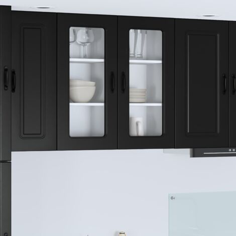 Armoire de cuisine-Meuble de cuisine-Armoire de rangement Kalmar 2 pcs Noir 40 x 31 x 80 cm (1/5)