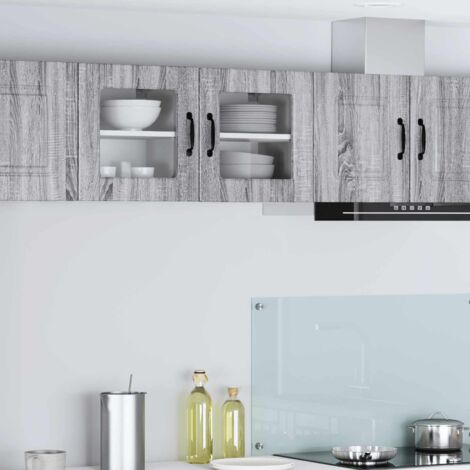 Armoire de cuisine avec porte 2 pcs-Lot de 2 Meuble de cuisine-Armoire de rangement Gris Sonoma 40 x 31 x 40 cm 203963 (1/5)