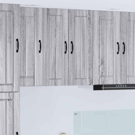 Armoire de cuisine 2 pcs-Lot de 2 Meuble de cuisine-Armoire de rangement Gris Sonoma 30 x 31 x 80 cm (1/5)
