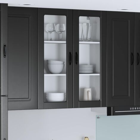 Meuble mural de cuisine-Armoire suspendue de rangement Noir 80 x 31 x 100 cm Bois d'ingénierie