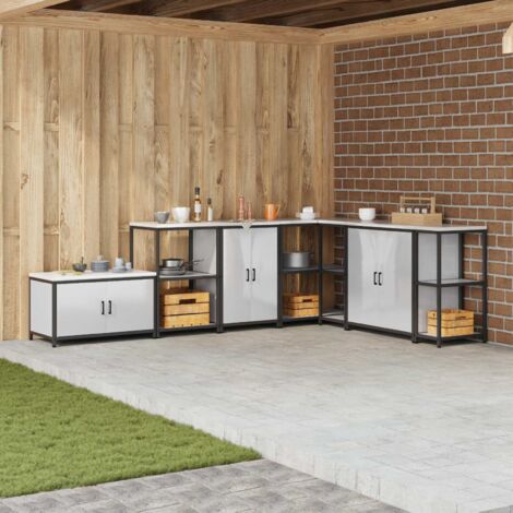 Rangement de cuisine avec étagère-Meuble de cuisine-Armoire de rangement Argent 60 x 50 x 92 cm Acier 369577 (1/5)