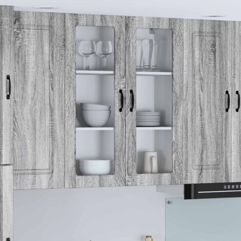 Meuble mural de cuisine avec porte-Armoire suspendue de rangement Gris Sonoma 80 x 31 x 100 cm (1/5)