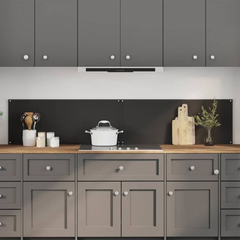 Protection de cuisine 2 pcs-Dosseret de cuisine-Fond de hotte-Crédence de cuisine Noir 100 x 40 cm verre trempé 565403 (1/5)