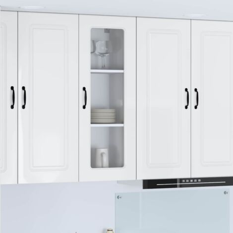 Armoire de cuisine-Meuble de cuisine-Armoire de rangement Kalmar Blanc brillant 40 x 31 x 100 cm 507179 (1/5)