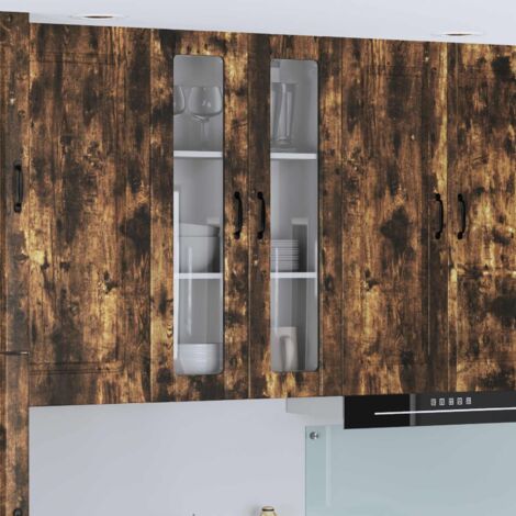 Meuble mural de cuisine avec porte-Armoire suspendue de rangement Chêne fumé 60 x 31 x 100 cm (1/5)