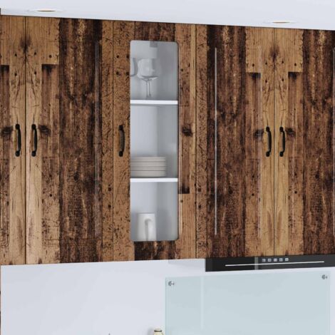 Armoire de cuisine-Meuble de cuisine-Armoire de rangement Kalmar Bois ancien 40 x 31 x 100 cm 146249 (1/5)