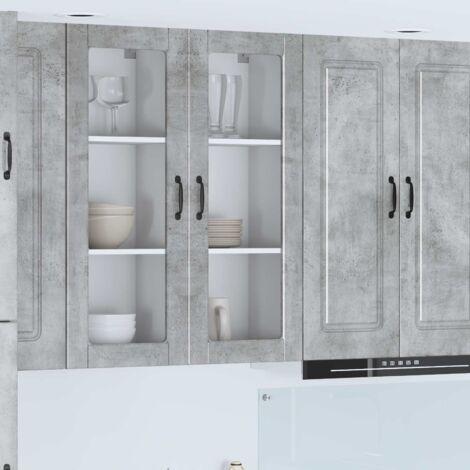 Armoire de cuisine avec étagère-Meuble de cuisine-Armoire de rangement Gris béton 40 x 31 x 100 cm 255410 (1/5)