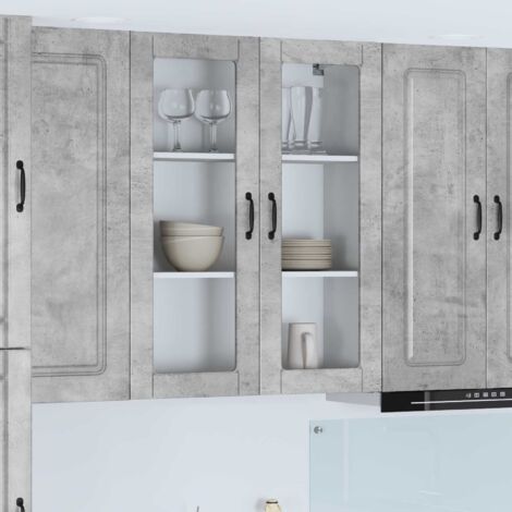 Armoire de cuisine-Meuble de cuisine-Armoire de rangement Kalmar Gris béton 80 x 31 x 100 cm 219862 (1/5)
