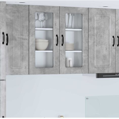 Armoire de cuisine-Meuble de cuisine-Armoire de rangement Kalmar 2 pcs Gris béton 40 x 31 x 80 cm (1/5)