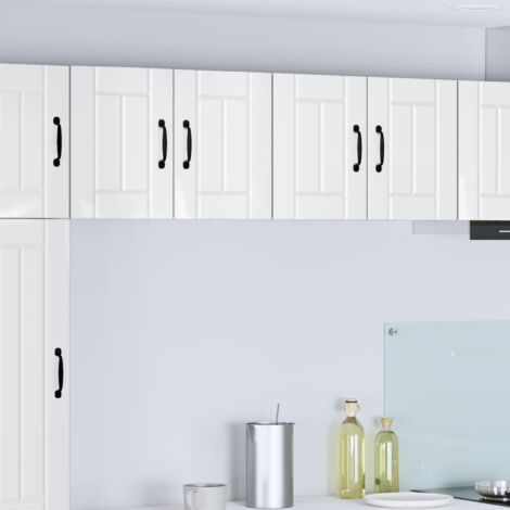 Armoires murales de cuisine Montage mural 2 pcs-Meuble de cuisine murale-Armoire suspendue de rangement Blanc brillant (1/5)