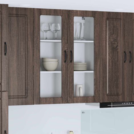 Armoire de cuisine-Meuble de cuisine-Armoire de rangement Kalmar Chêne brun 80 x 31 x 100 cm 523583 (1/5)