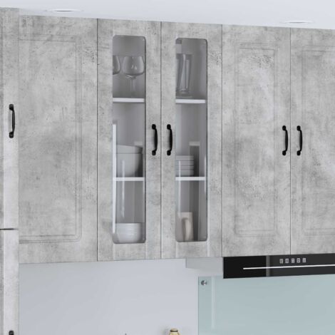Meuble mural de cuisine avec porte-Armoire suspendue de rangement Gris béton 60 x 31 x 100 cm (1/5)