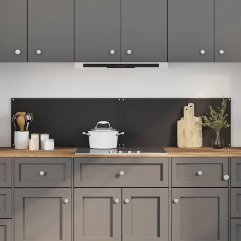 Protection de cuisine 2 pcs-Dosseret de cuisine-Fond de hotte-Crédence de cuisine Noir 90 x 40 cm verre trempé 871548 (1/5)