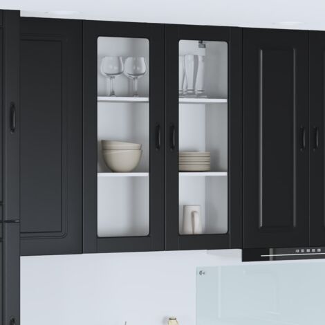 Armoire de cuisine avec stockage-Meuble de cuisine-Armoire de rangement Kalmar Noir 80 x 31 x 100 cm 114522 (1/5)