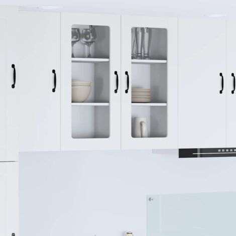 Armoire de cuisine avec étagère 2 pcs-Lot de 2 Meuble de cuisine-Armoire de rangement Blanc 40 x 31 x 80 cm (1/5)