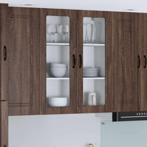 Meuble mural de cuisine avec porte-Armoire suspendue de rangement Chêne brun 80 x 31 x 100 cm 701730 (1/5)