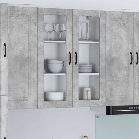 Meuble mural de cuisine avec porte-Armoire suspendue de rangement Gris béton 80 x 31 x 100 cm (1/5)