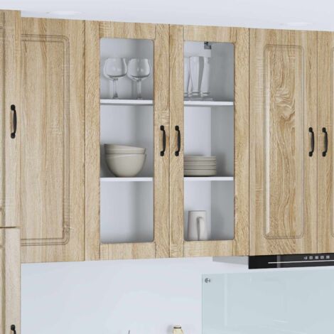 Armoire de cuisine-Meuble de cuisine-Armoire de rangement Kalmar Chêne Sonoma 80 x 31 x 100 cm 928042 (1/5)