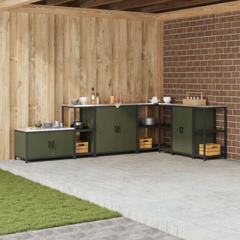 Rangement de cuisine-Meuble de cuisine-Armoire de rangement Vert olive 60 x 50 x 92 cm Acier 145006 (1/5)
