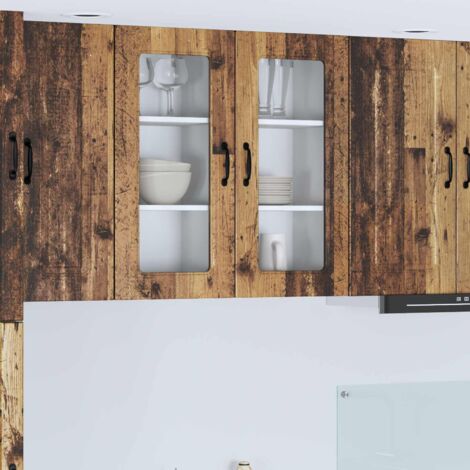 Armoire de cuisine-Meuble de cuisine-Armoire de rangement Kalmar 2 pcs Bois ancien 40 x 31 x 80 cm (1/5)