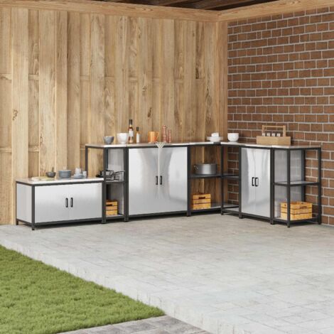 Rangement de cuisine avec étagère-Meuble de cuisine-Armoire de rangement Argent 60 x 50 x 92 cm Acier 726926 (1/5)
