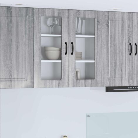 Armoire de cuisine-Meuble de cuisine-Armoire de rangement Kalmar Gris Sonoma 80 x 31 x 80 cm 630424 (1/5)