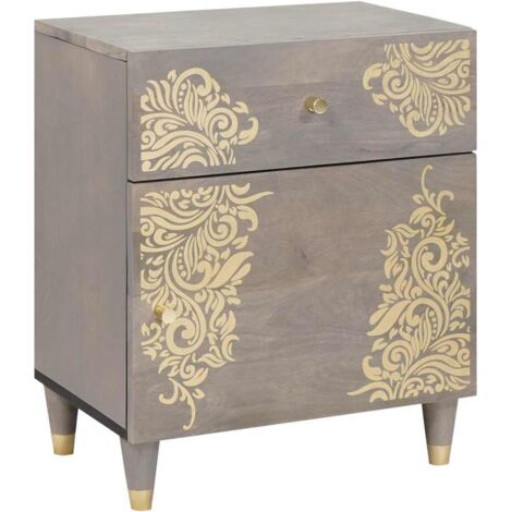 Cabinet de chevet avec porte et tiroir-Table de nuit-Table de chevet Gris 50 x 33 x 60 cm 602501 (1/5)