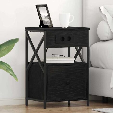 Cabinet de chevet avec tiroir 2 pcs-Lot de 2 Table de nuit-Table de chevet Chêne noir 40 x 31 x 60 cm 393519 (1/5)