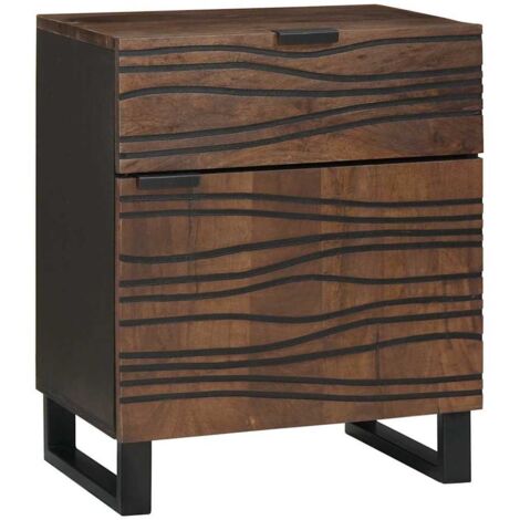 Cabinet de chevet-Table de nuit-Table de chevet Noyer 50 x 33 x 60 cm Bois d'acacia massif 709334 (1/5)