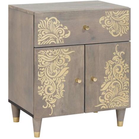 Cabinet de chevet avec porte et tiroir-Table de nuit-Table de chevet Gris 50 x 33 x 60 cm 643056 (1/5)