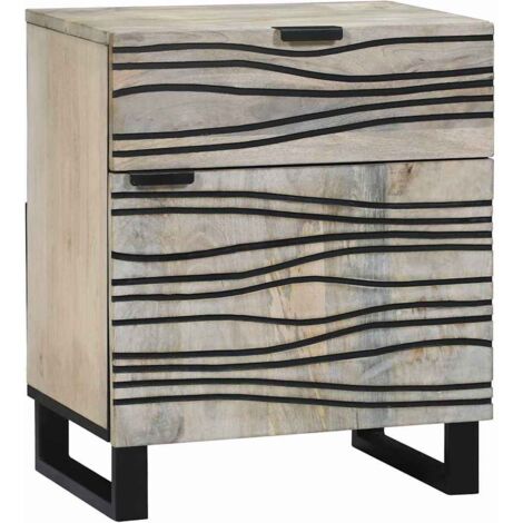 Cabinet de chevet avec tiroir-Table de nuit-Table de chevet Blanc et Noir 50 x 33 x 60 cm 660560 (1/5)