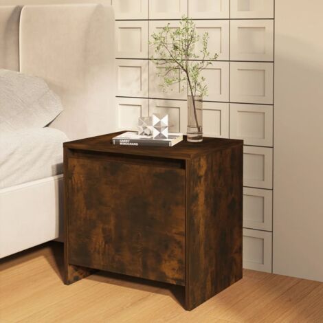 Table de chevet-Table de nuit-Cabinet de chevet chêne fumé 45x34x44,5 cm bois d'ingénierie (1/5)