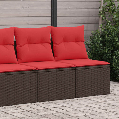 Salon de jardin avec coussins 2 pcs-Lot de 2 Mobilier de jardin-Meuble de jardin marron résine tressée acacia 331857 (1/5)