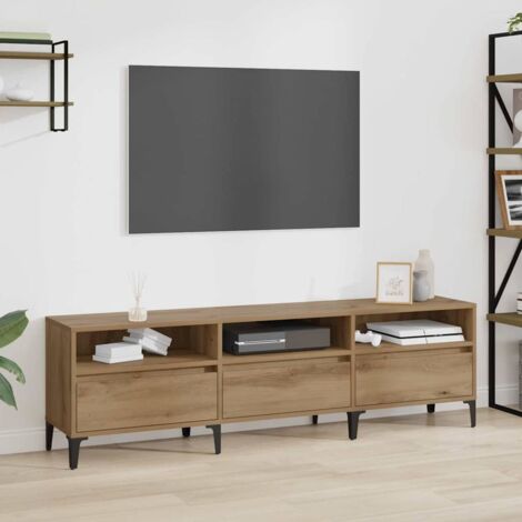 Meuble TV avec tiroir-Banc TV-Meuble Télé Chêne artisanal 150 x 30 x 45 cm (1/5)