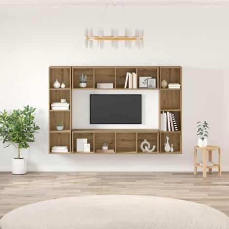 Ensemble meuble TV 4 pcs-Banc TV-Meuble Télé Marron 37 x 37 x 142,5 cm 570050 (1/5)