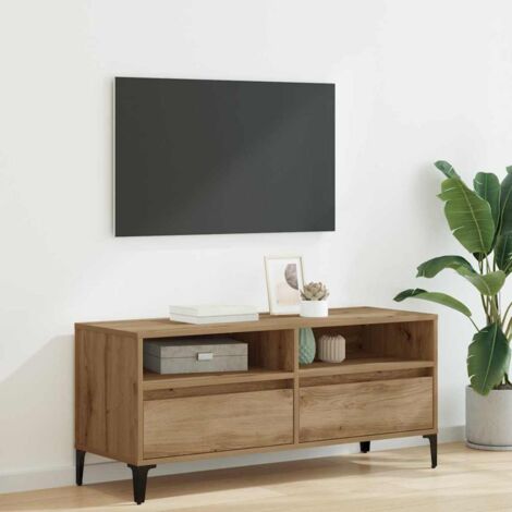 Meuble TV avec tiroir-Banc TV-Meuble Télé Chêne artisanal 100 x 34,5 x 44,5 cm 720464 (1/5)