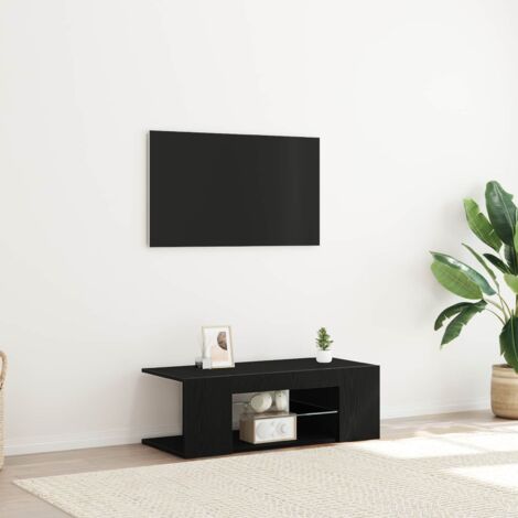 Meuble TV-Banc TV-Meuble Télé Chêne noir 90 x 39 x 30 cm Bois d'ingénierie (1/5)