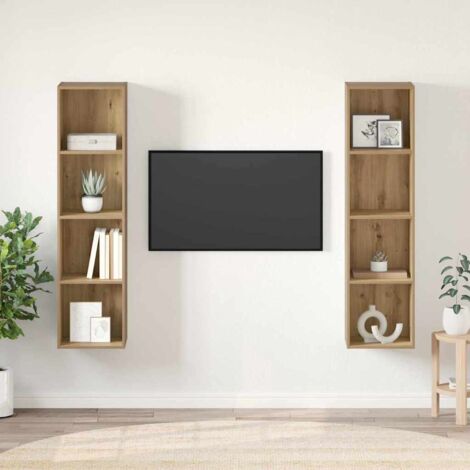 Ensemble meuble TV 2 pcs-Banc TV-Meuble Télé Marron 37 x 37 x 142,5 cm 754156 (1/5)