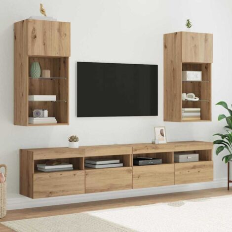 Meubles TV muraux 2 pcs-Banc TV-Meuble Télé Chêne artisanal 40,5 x 30 x 90 cm (1/5)