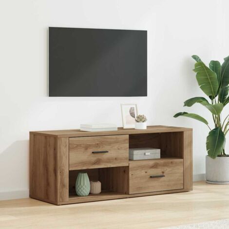 Meuble TV-Banc TV-Meuble Télé Chêne artisanal 100 x 35 x 40 cm Bois d'ingénierie 155239 (1/5)