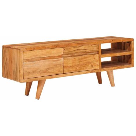 Meuble TV-Banc TV-Meuble Télé Marron 110 x 30 x 40 cm Bois d'Acacia Massif 255051 (1/5)
