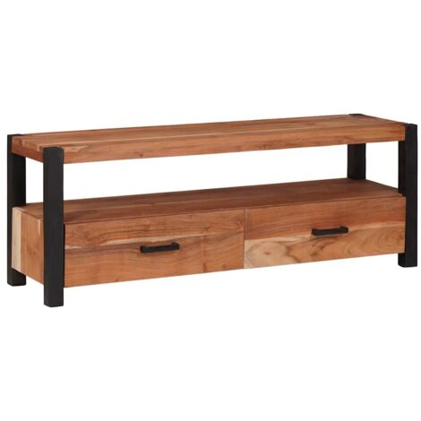 Meuble TV-Banc TV-Meuble Télé Marron 110 x 30 x 40 cm Bois d'acacia massif 263457 (1/5)