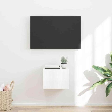 Meuble TV mural Montage mural-Banc TV-Meuble Télé suspendu Blanc Brillant 60 x 31 x 29.5 cm 264021 (1/5)