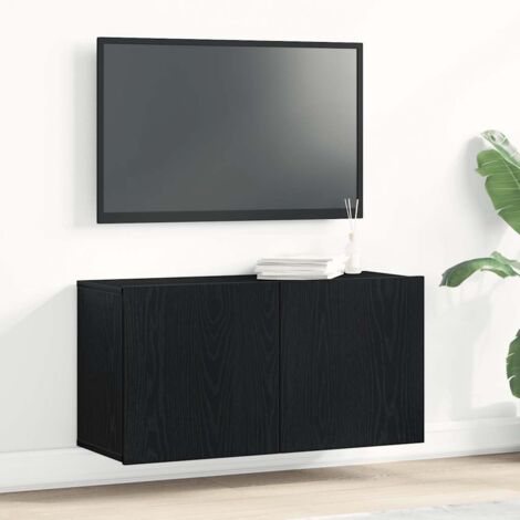 Meuble TV-Banc TV-Meuble Télé Chêne noir 80x30x41 cm Bois d'ingénierie (1/5)