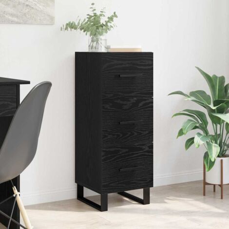 Buffet-Meuble de rangement Chêne noir 34,5 x 34 x 90 cm Bois d'ingénierie et fer 753949 (1/5)